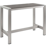 Marlow 5 Piece Outdoor Patio Aluminum Dining Set in Silver Gray