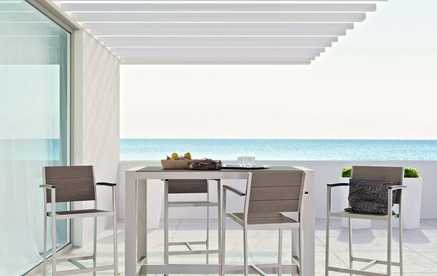 Marlow 5 Piece Outdoor Patio Aluminum Dining Set in Silver Gray