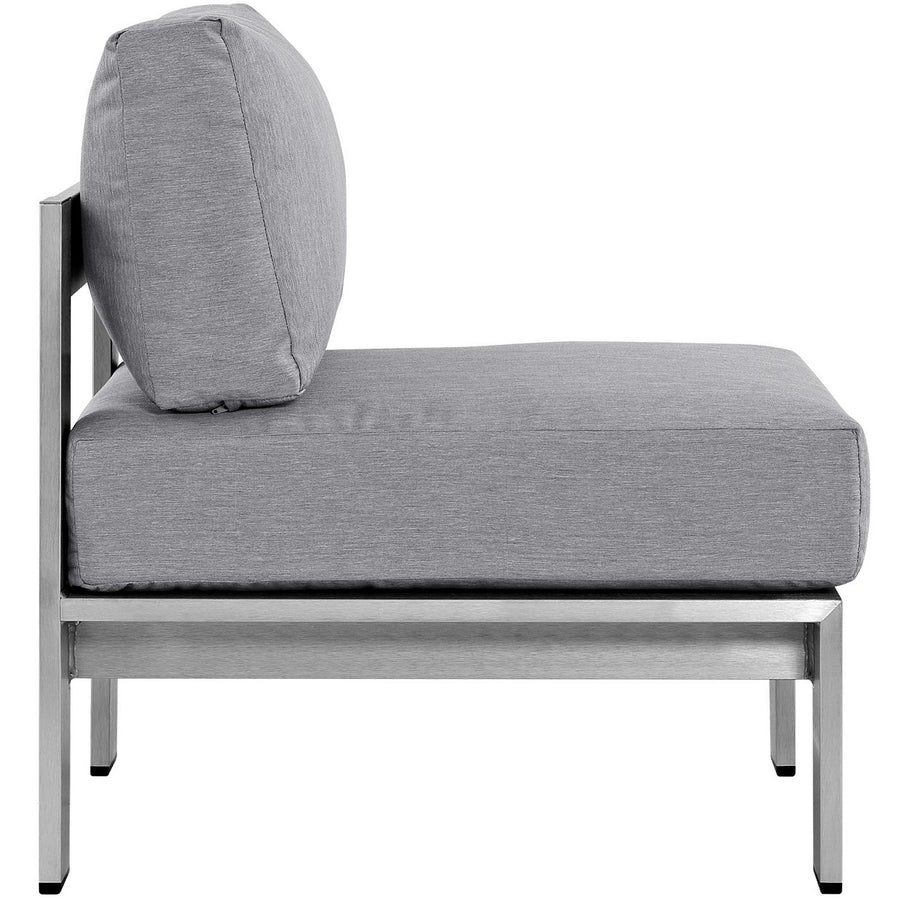 Marlow 3 Piece Outdoor Patio Aluminum Sectional Sofa Set in Silver Gray