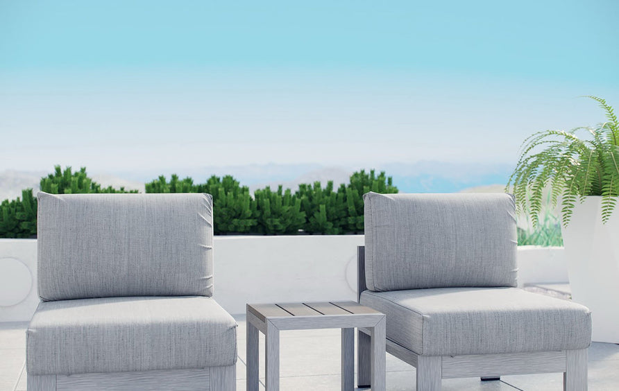 Marlow 3 Piece Outdoor Patio Aluminum Sectional Sofa Set in Silver Gray