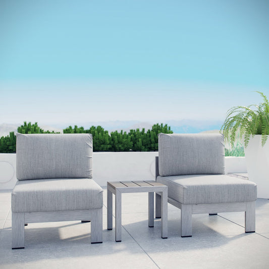 Shore 3 Piece Outdoor Patio Aluminum Sectional Sofa Set by Furniture For America