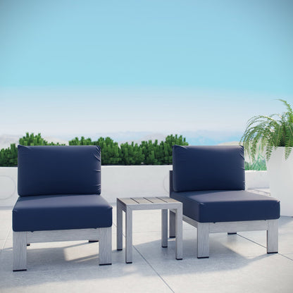 Shore 3 Piece Outdoor Patio Aluminum Sectional Sofa Set by Furniture For America