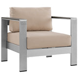 Marlow 3 Piece Outdoor Patio Aluminum Set in Silver Beige