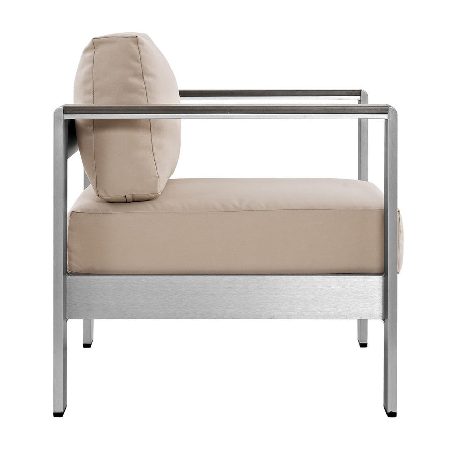 Marlow 3 Piece Outdoor Patio Aluminum Set in Silver Beige