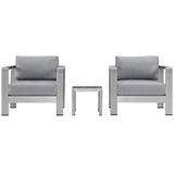 Marlow 3 Piece Outdoor Patio Aluminum Set in Silver Gray