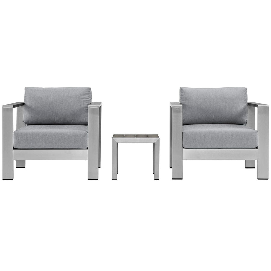 Marlow 3 Piece Outdoor Patio Aluminum Set in Silver Gray