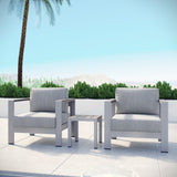 Marlow 3 Piece Outdoor Patio Aluminum Set in Silver Gray
