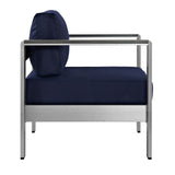 Marlow 3 Piece Outdoor Patio Aluminum Set in Silver Navy