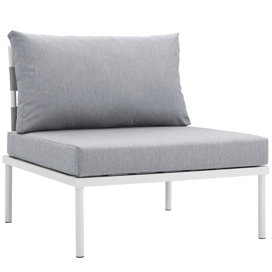 Cliff Armless Outdoor Patio Aluminum Chair in White Gray
