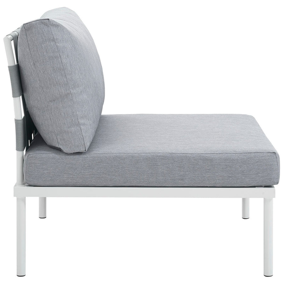 Cliff Armless Outdoor Patio Aluminum Chair in White Gray