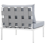 Cliff Armless Outdoor Patio Aluminum Chair in White Gray