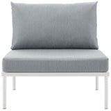 Cliff Armless Outdoor Patio Aluminum Chair in White Gray