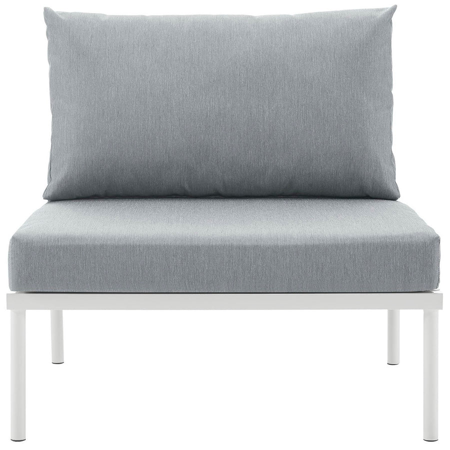 Cliff Armless Outdoor Patio Aluminum Chair in White Gray
