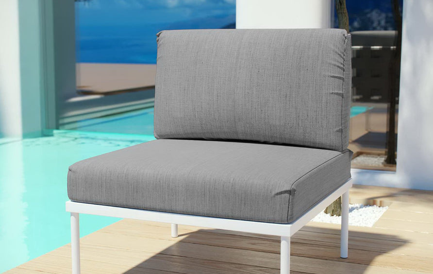 Cliff Armless Outdoor Patio Aluminum Chair in White Gray
