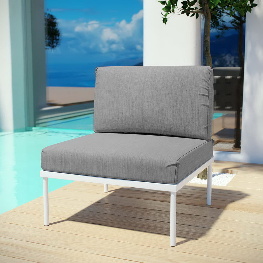 Cliff Armless Outdoor Patio Aluminum Chair in White Gray