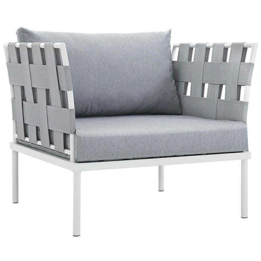 Cliff Outdoor Patio Aluminum Armchair in White Gray