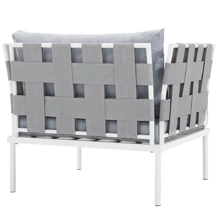 Harmony Outdoor Patio Aluminum Armchair in White Gray