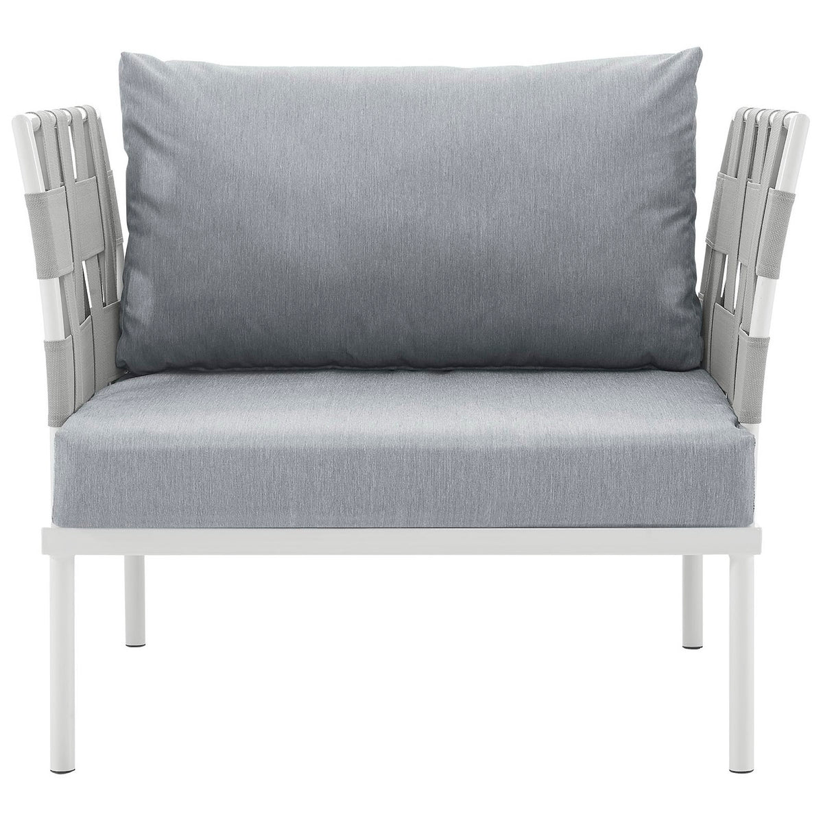 Harmony Outdoor Patio Aluminum Armchair in White Gray