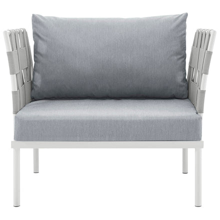 Harmony Outdoor Patio Aluminum Armchair in White Gray