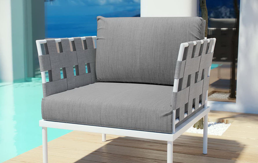 Cliff Outdoor Patio Aluminum Armchair in White Gray