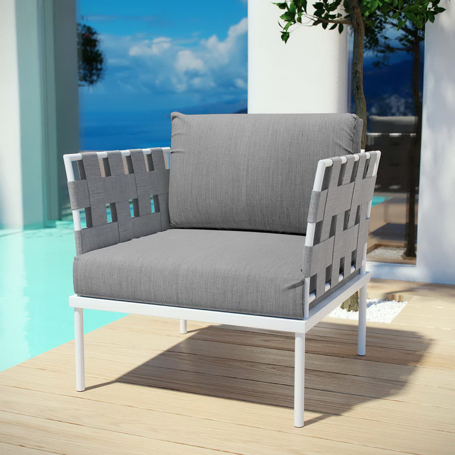 Cliff Outdoor Patio Aluminum Armchair in White Gray