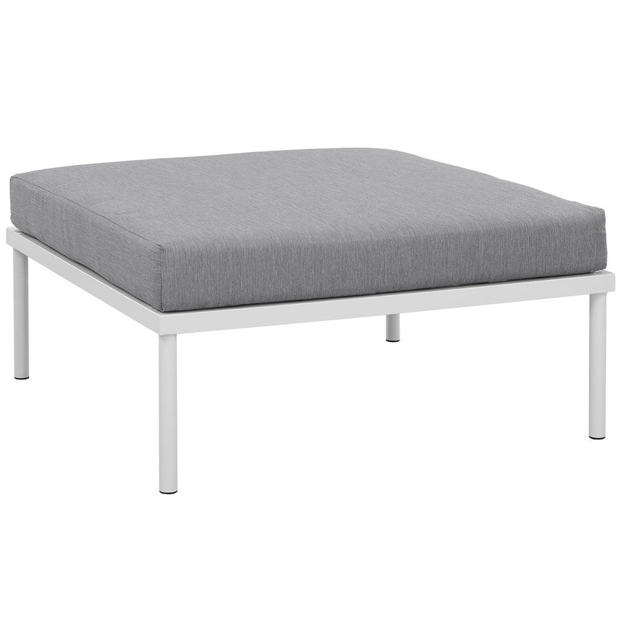 Cliff Outdoor Patio Aluminum Ottoman in White Gray