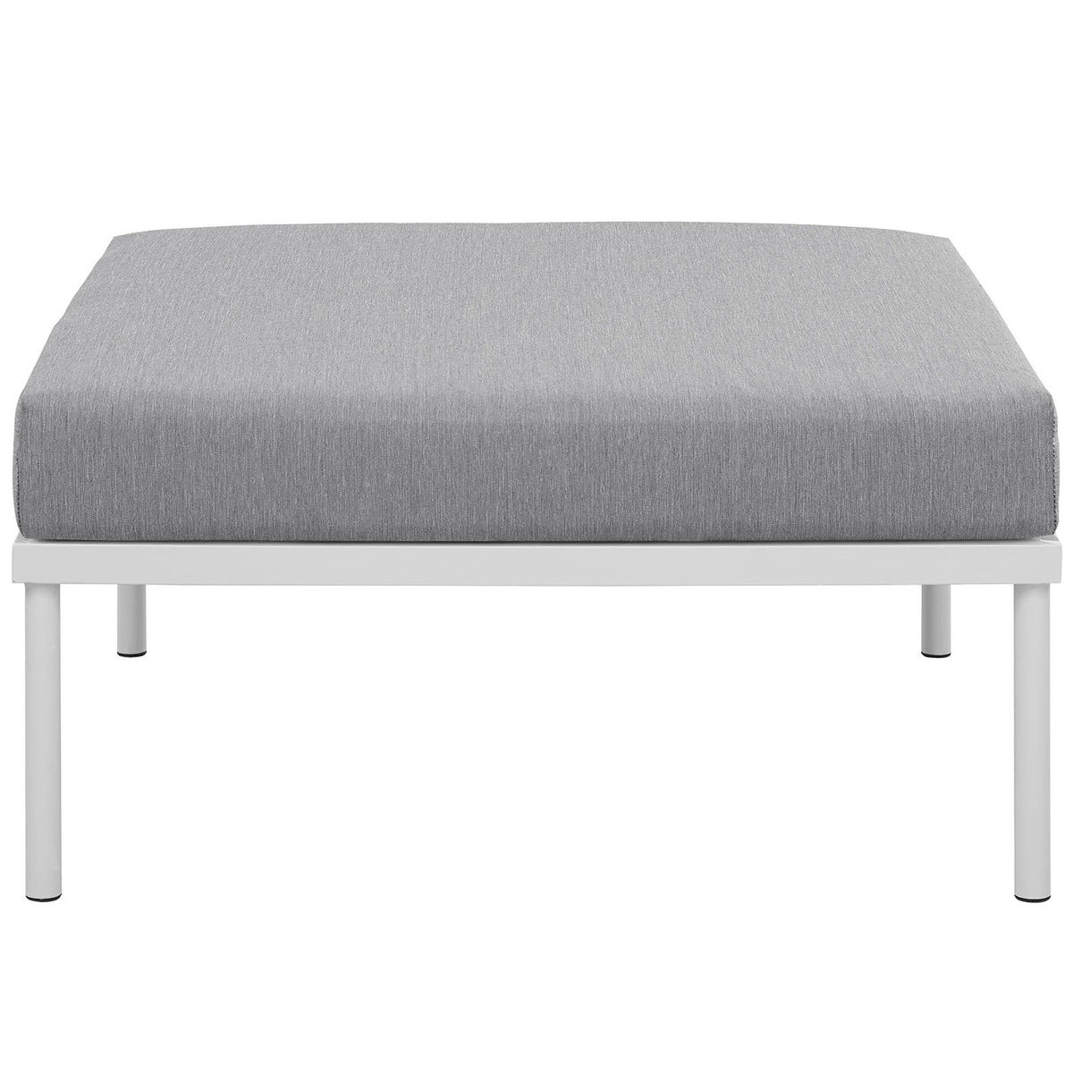 Harmony Outdoor Patio Aluminum Ottoman in White Gray