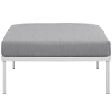 Cliff Outdoor Patio Aluminum Ottoman in White Gray