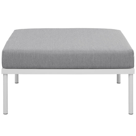 Harmony Outdoor Patio Aluminum Ottoman in White Gray