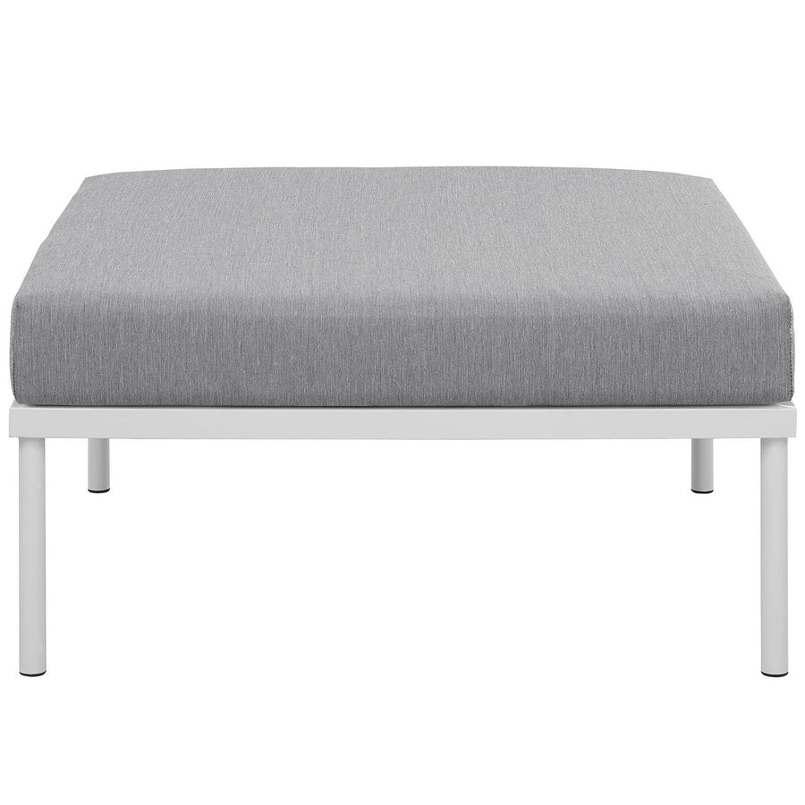 Cliff Outdoor Patio Aluminum Ottoman in White Gray