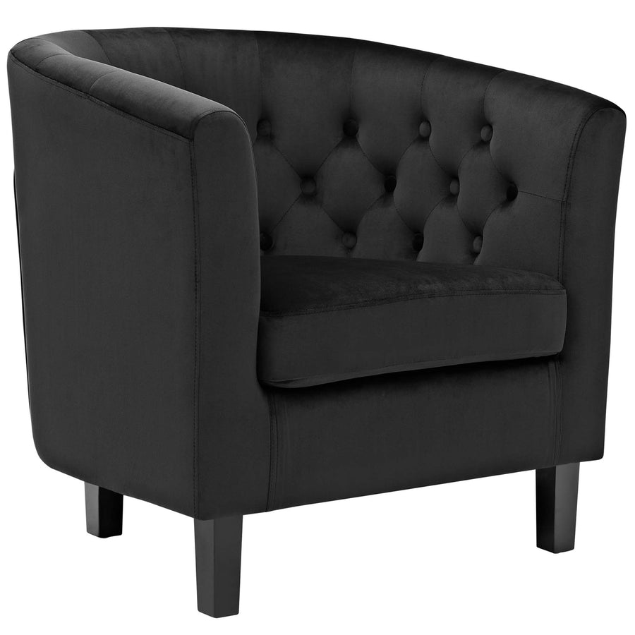 Hadley Performance Velvet Armchair in Black
