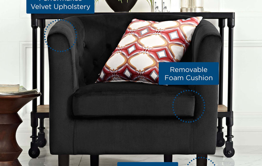 Hadley Performance Velvet Armchair in Black