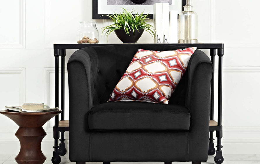 Hadley Performance Velvet Armchair in Black