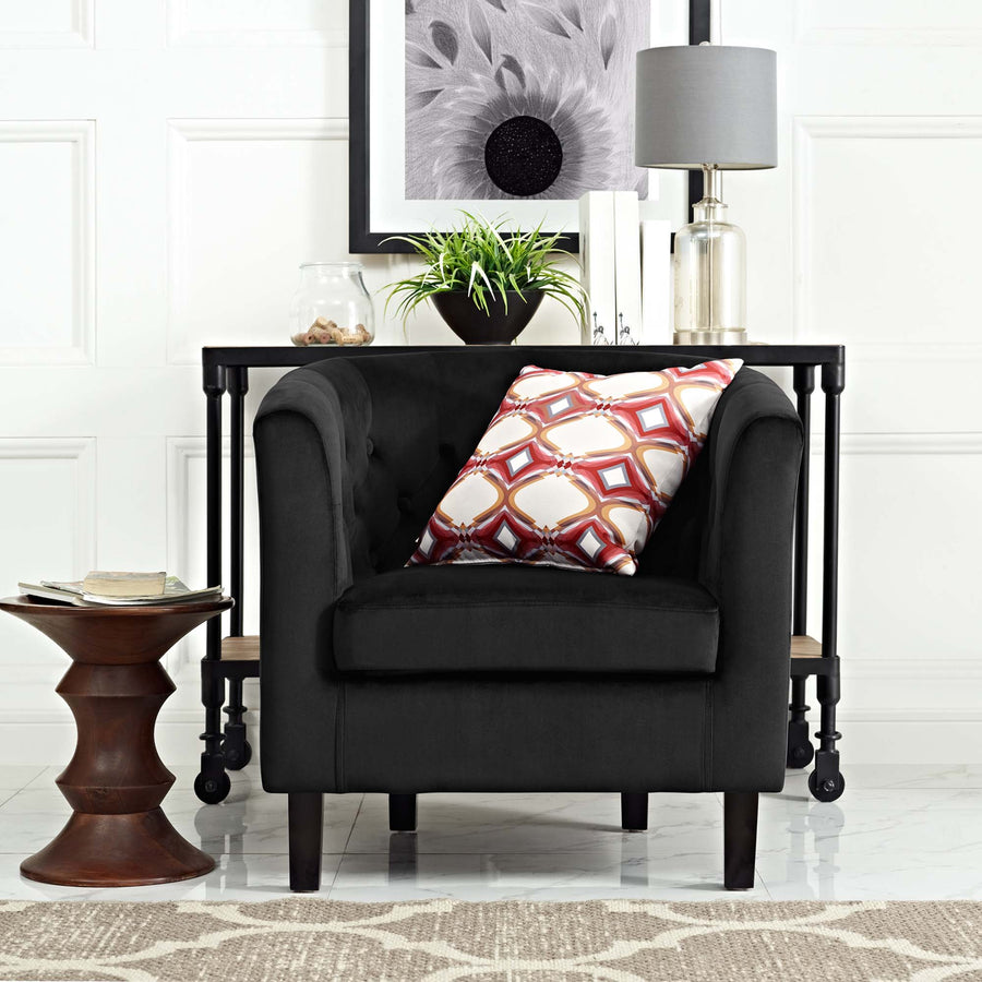 Hadley Performance Velvet Armchair in Black