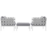 Cliff 3 Piece Outdoor Patio Aluminum Sectional Sofa Set in White Gray