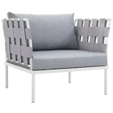 Cliff 3 Piece Outdoor Patio Aluminum Sectional Sofa Set in White Gray