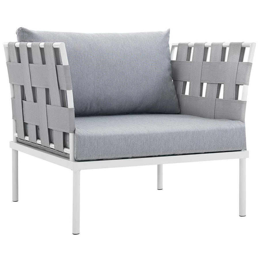 Cliff 3 Piece Outdoor Patio Aluminum Sectional Sofa Set in White Gray
