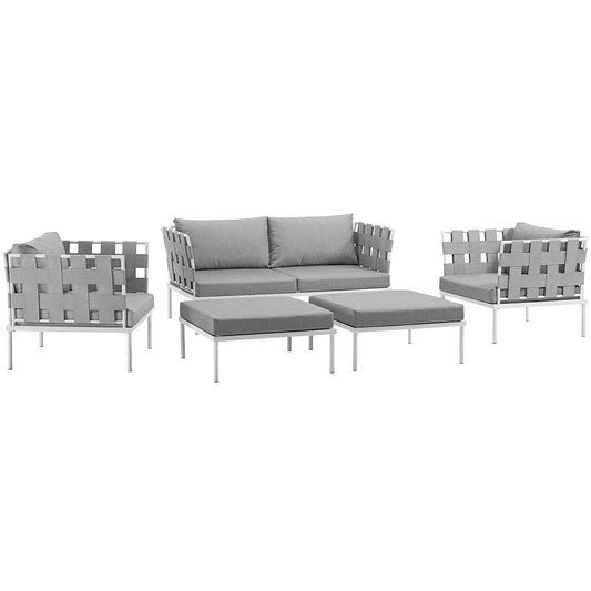 Harmony 5 Piece Outdoor Patio Aluminum Sectional Sofa Set by Furniture For America