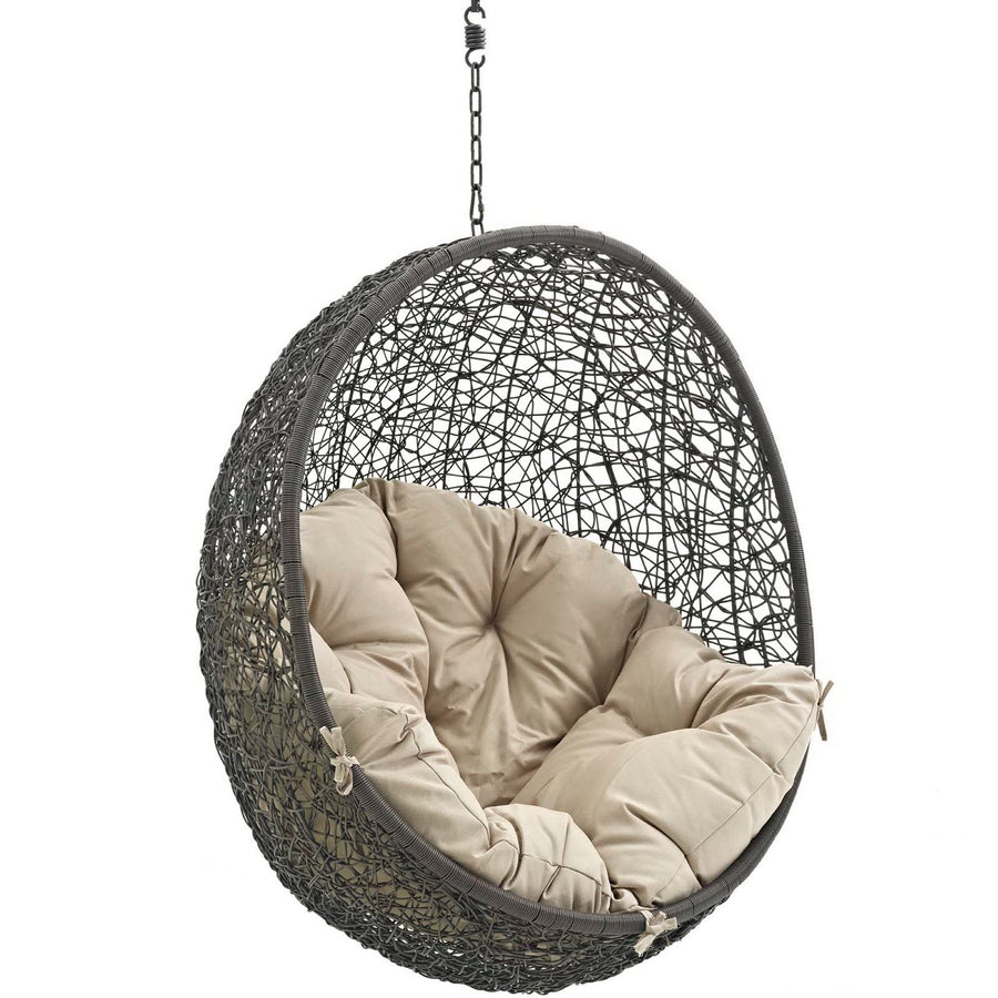 Cornice Outdoor Patio Swing Chair Without Stand in Gray Beige
