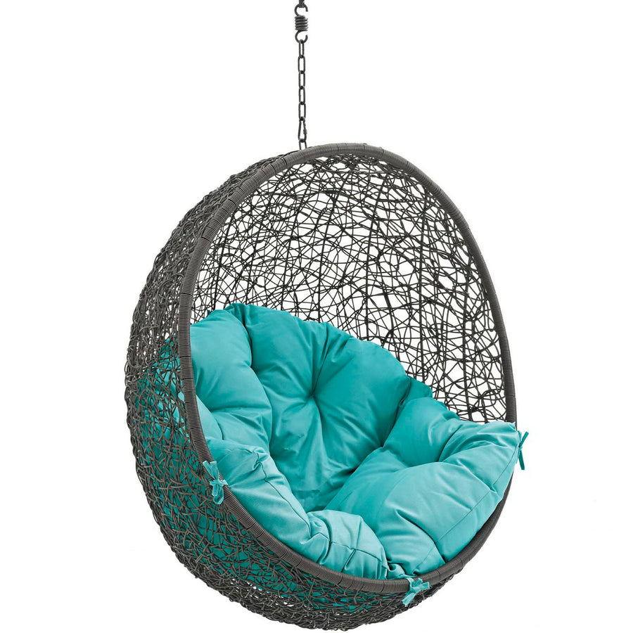 Cornice Outdoor Patio Swing Chair Without Stand in Gray Turquoise