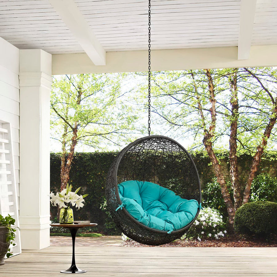 Cornice Outdoor Patio Swing Chair Without Stand in Gray Turquoise