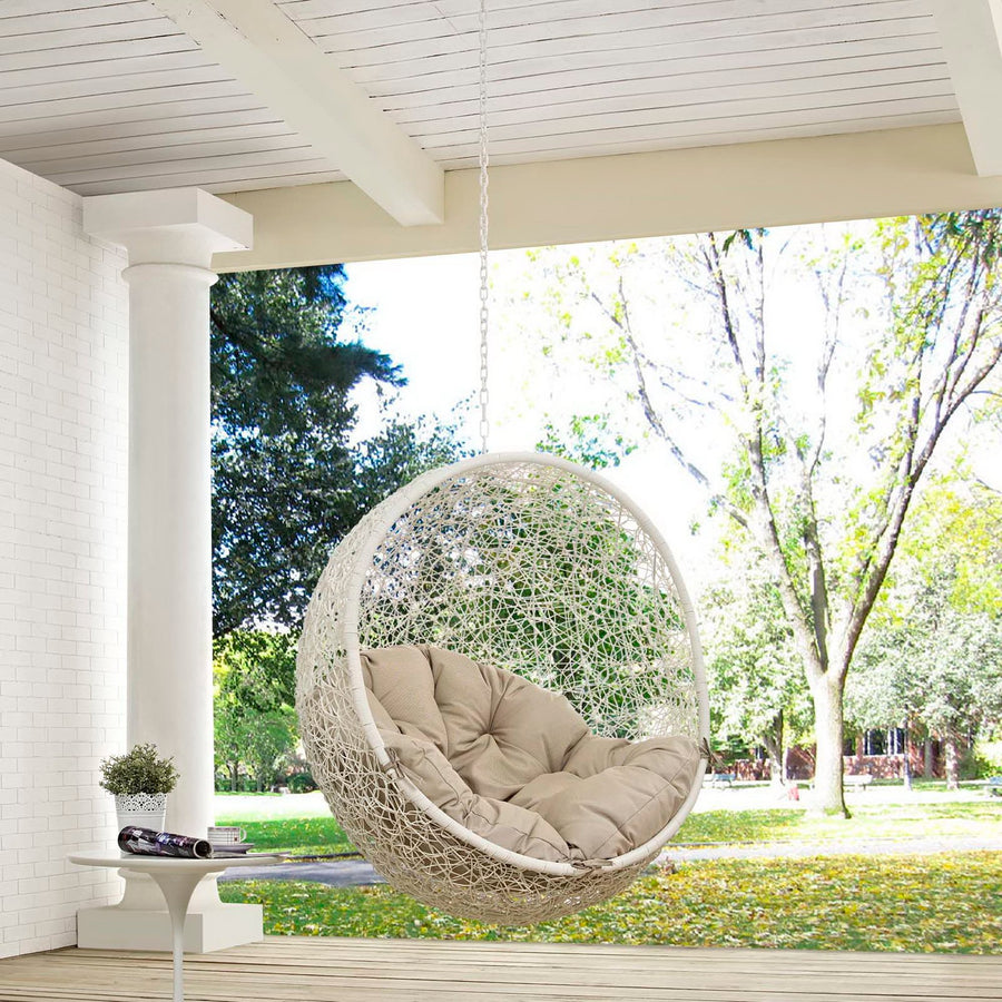 Cornice Outdoor Patio Swing Chair Without Stand in White Beige