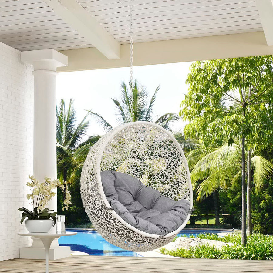 Cornice Outdoor Patio Swing Chair Without Stand in White Gray