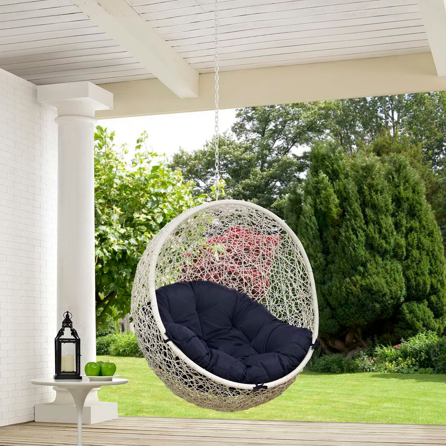 Cornice Outdoor Patio Swing Chair Without Stand in White Navy