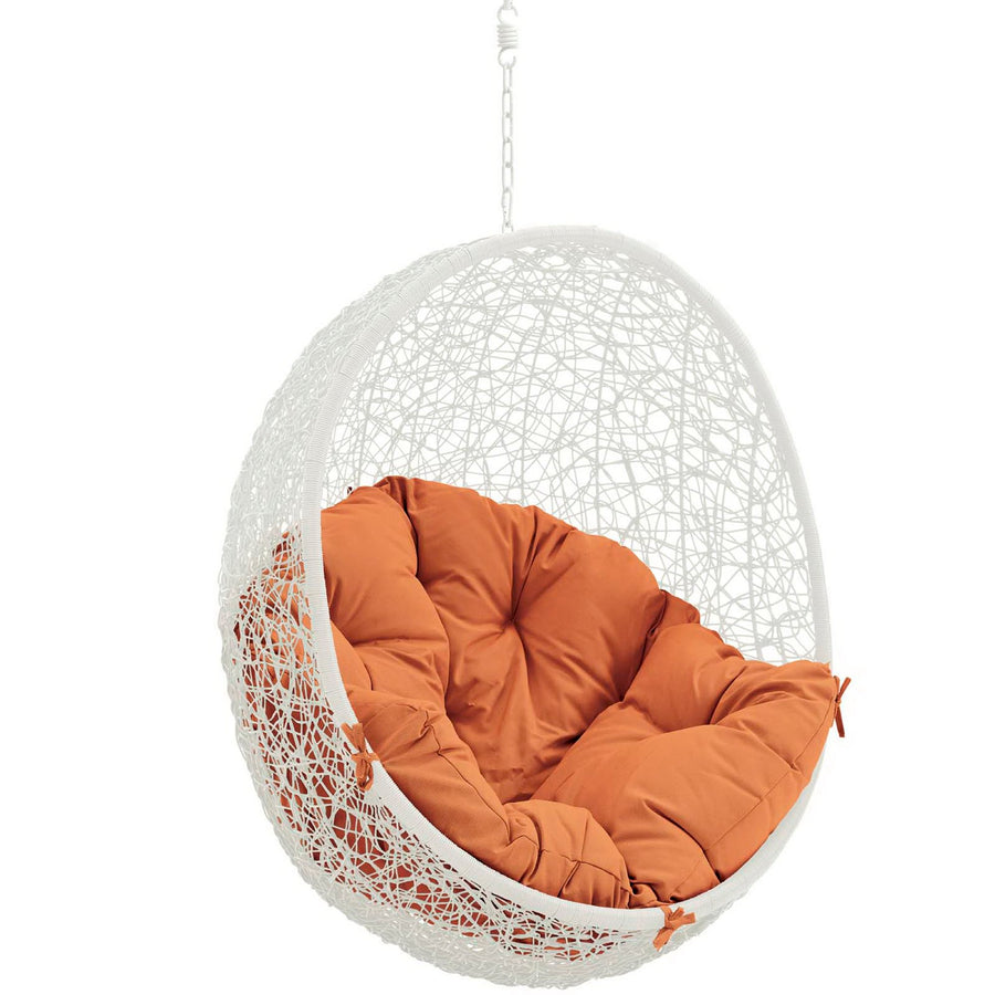 Cornice Outdoor Patio Swing Chair Without Stand in White Orange