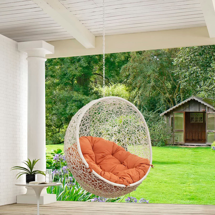 Cornice Outdoor Patio Swing Chair Without Stand in White Orange
