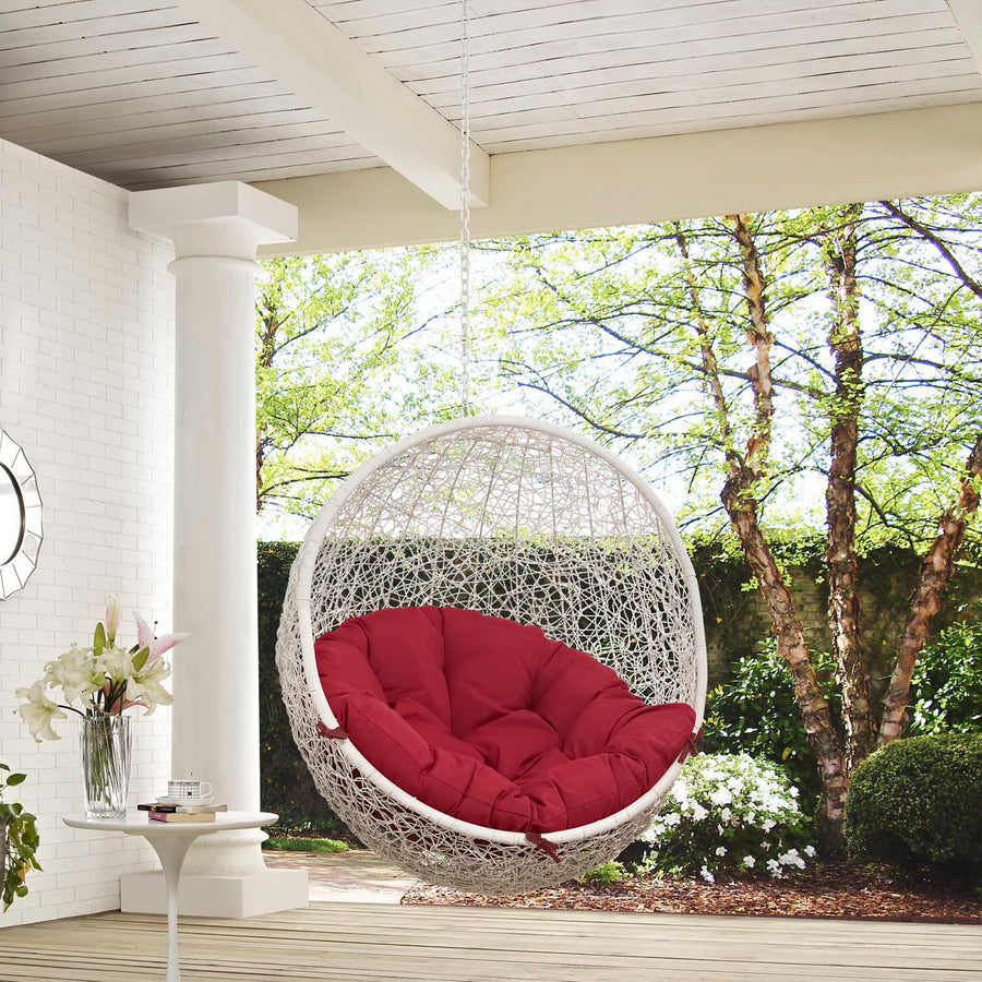 Cornice Outdoor Patio Swing Chair Without Stand in White Red