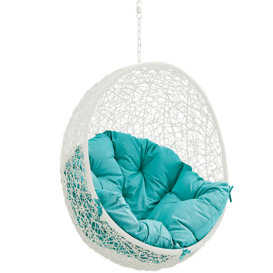 Cornice Outdoor Patio Swing Chair Without Stand in White Turquoise