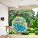 Cornice Outdoor Patio Swing Chair Without Stand in White Turquoise