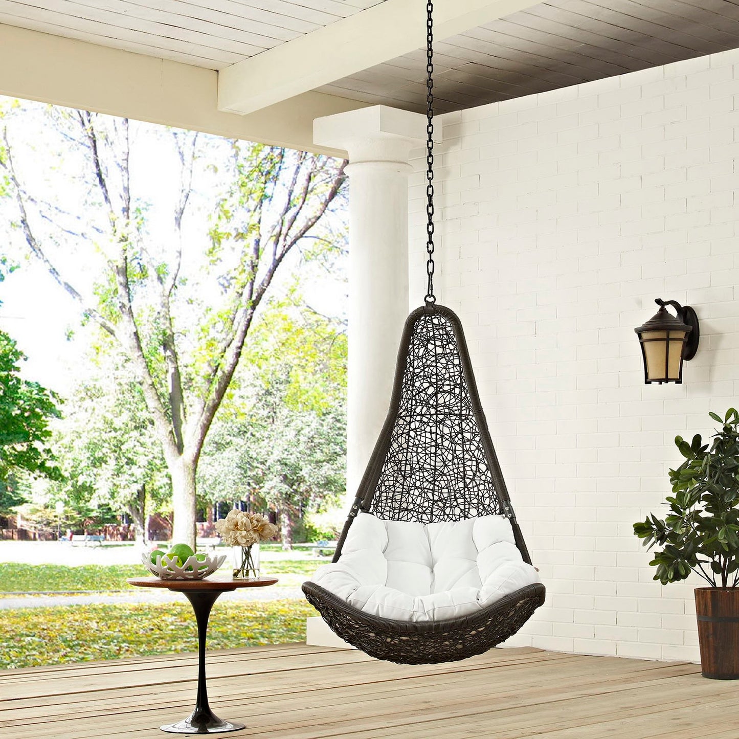 Mistral Outdoor Patio Swing Chair Without Stand in Gray White
